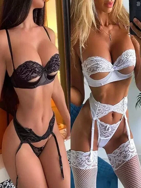 Sexy Lingerie Lace Dress Underwear w/Garter Belt Babydoll Nightwear Sleepwear - Picture 7 of 7